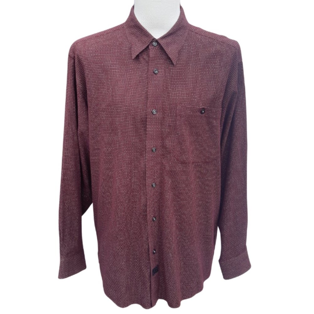 Cotton Reel SZ M Cotton Men's Button Down Burgundy Shirt